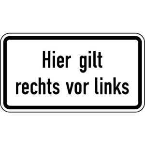 Zusatzzeichen VZ 2804 Hier gilt rechts vor links Zusatzzeichen VZ 2804