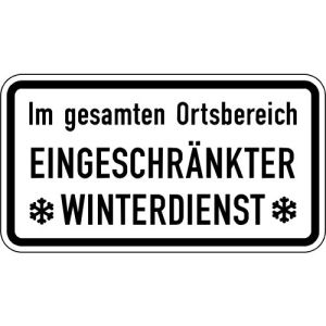 Zusatzzeichen VZ 2004 Im gesamten Ortsbereich eingeschränkter Winterdienst VZ 2004