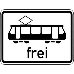 Zusatzzeichen VZ 1024-16 Straßenbahn frei Zusatzschild mit VZ 1024-16