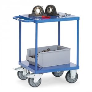 Schwerer Tischwagen mit 2 Stahlblechböden (quadratisch) - Tragkraft 500 kg