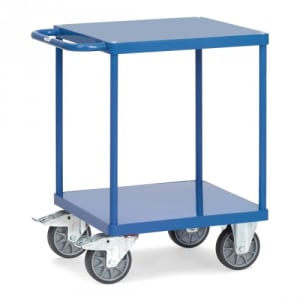 Schwerer Tischwagen mit 2 Stahlblechböden (quadratisch) - Tragkraft 500 kg