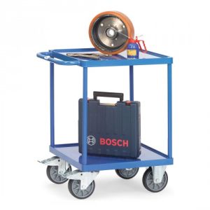 Schwerer Tischwagen mit 2 Stahlblechwannen (quadratisch) - Tragkraft 500 kg