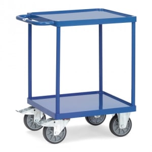 Schwerer Tischwagen mit 2 Stahlblechwannen (quadratisch) - Tragkraft 500 kg