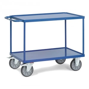 Schwerer Tischwagen mit 2 Stahlblechwannen - Tragkraft 500 / 600 kg