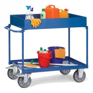 Tischwagen mit 2 Stahlblechwannen - extra hoher Rand - Tragkraft 400 kg