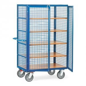 Kastenwagen mit Drahtgitterwänden und Doppel-Flügeltür mit Stangenverschluss - Tragkraft 750 kg