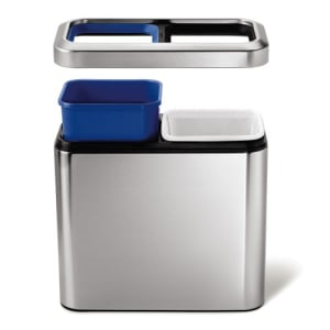 Recycling Abfalleimer SLIM OPEN RECYCLER mit offenem Deckel, Simplehuman - Inhalt 2x 10 Liter