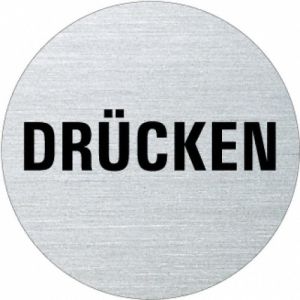 Textschild - Drücken (rund)