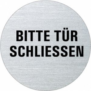 Textschild - Bitte Tür schließen (rund) Typ 1