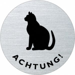 Textschild / Piktogramm - Achtung Katze