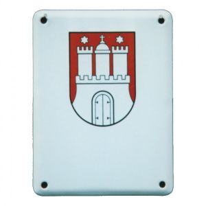 Emaille-Türschild mit Wappen