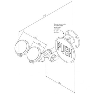Augendusche mit zwei abgewinkelten Brauseköpfen (Wandmontage Aufputz)