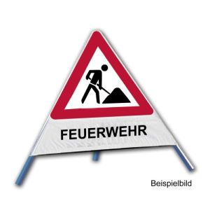 Faltsignal - Baustelle mit Text: FEUERWEHR