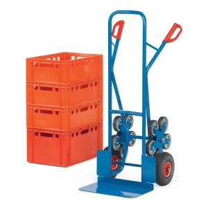 Stahlrohr-Treppenkarre mit großer Schaufel, Luftbereifung und Treppensternen - Tragkraft 200 kg
