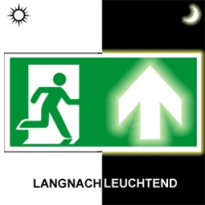 Rettungsweg nach oben nach ISO 7010 (E 002), ISO 3864, ISO 16069