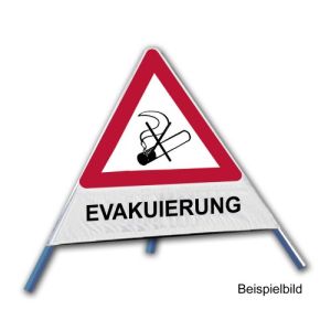 Faltsignal - Rauchverbot mit Text: EVAKUIERUNG