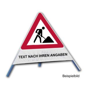 Faltsignal - Bauarbeiten mit Text nach Ihren Angaben