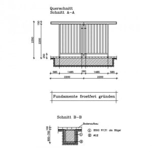 Überdachung Modell Leipzig, L 44 (doppelseitig) - Baukastensystem