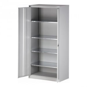 Flügeltürenschrank Bisley UNIVERSAL - 4 Fachböden für 5 Ordnerhöhen, Tiefe 500 mm