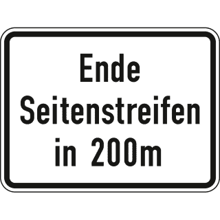 Ende Seitenstreifen in 200 m - Verkehrsschild VZ 1007-59
