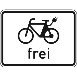 E-Bikes frei - Verkehrsschild VZ 1022-13