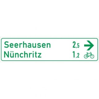 Radwegschild - Tabellenwegweiser