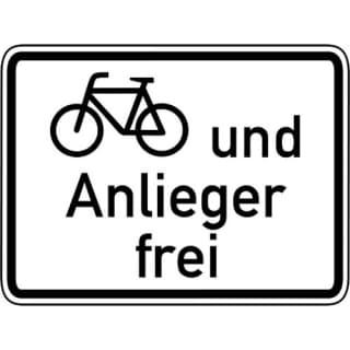 Radfahrer und Anlieger frei Zusatzschild mit VZ 1020-12