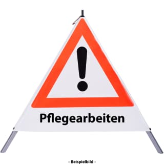 Faltsignal - Gefahrenstelle mit Text: Pflegearbeiten