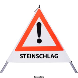 Faltsignal - Gefahrenstelle mit Text: STEINSCHLAG