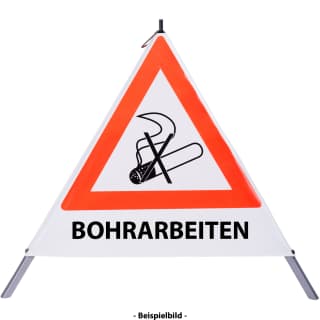 Faltsignal - Rauchverbot mit Text: BOHRARBEITEN