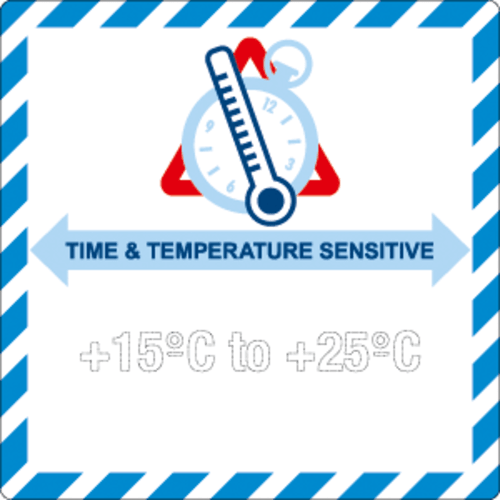 Gefahrzettel Zeit & Temperaturempfindlich (Time & Temperature sensitive) mit Text nach Ihren Angaben
