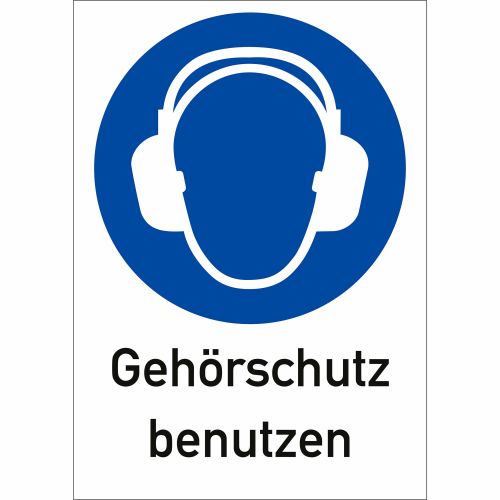 Kombi-Gebotsschilder - Gehörschutz benutzen (ISO 7010)