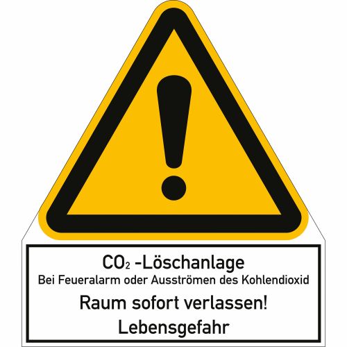 Kombischild CO2-Löschanlage - Hinweisschild auf Erstickungsgefahr