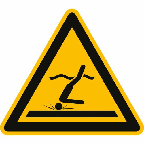 Warnung vor flachem Wasser (Kopfsprung) nach ISO 20712-1 (WSW 006)