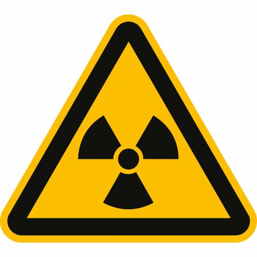 Warnung vor radioaktiven Stoffen oder ionisierenden Strahlen nach ISO 7010 (W 003)