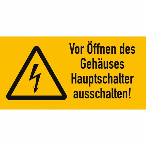 Warnetiketten Vor Öffnen des Gehäuses Hauptschalter ausschalten!