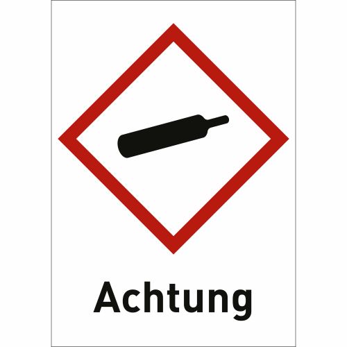 Gasflasche mit Text: Achtung (GHS 04)