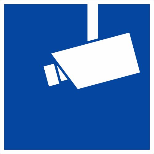 Blaues Video-Infozeichen / Hinweisschild Videoüberwachung