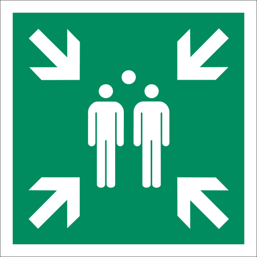 Sammelplatz Schild | Sammelstelle nach ISO 7010 nach internationaler Norm