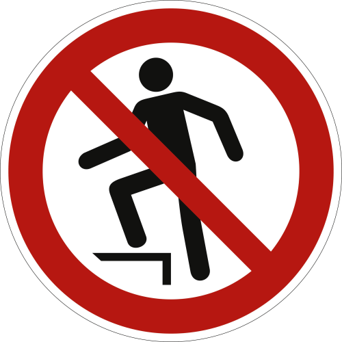 Aufsteigen verboten nach ISO 7010 (P 019)
