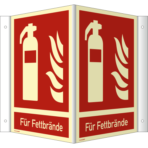 Nasen-/Winkelschild Feuerlöscher - Für Fettbrände (ISO 7010)