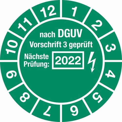 Produktbild von KSIGN Prüfplakette 'Geprüft Nach DGUV' – Folie, 40x100mm, 5 Stück/Bogen