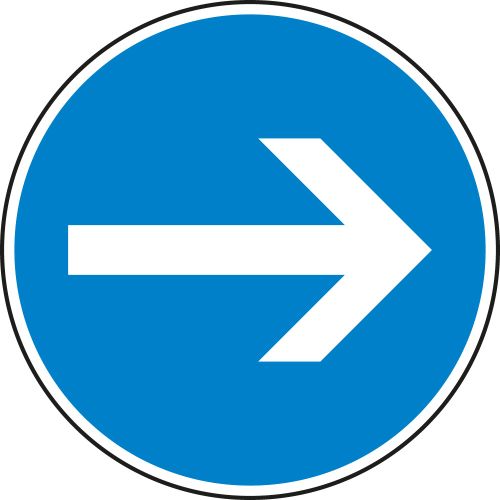 Vorgeschriebene Fahrtrichtung hier rechts - Verkehrsschild VZ 211