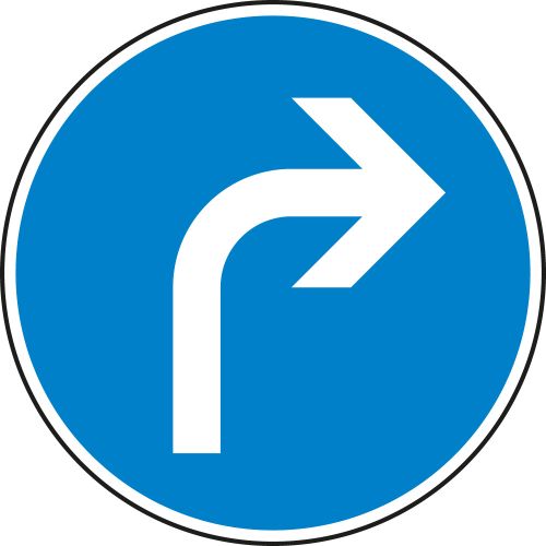 Vorgeschriebene Fahrtrichtung rechts - Verkehrsschild VZ 209
