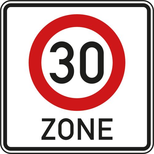 Beginn einer Tempo 30-Zone - Verkehrsschild VZ 274.1