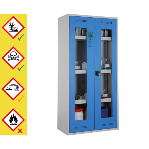 Chemikalienschrank & Giftschrank mit Plexiglastüren | Gefahrstoffschrank Sichtfenster | storeLAB