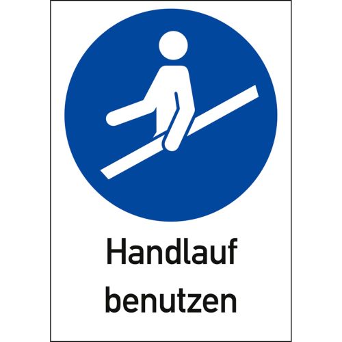 Kombischild Handlauf benutzen (ISO 7010)