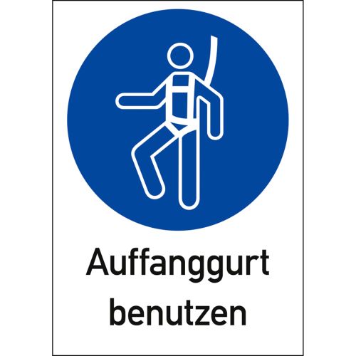 Kombischild Auffanggurt benutzen (ISO 7010)