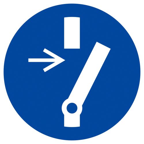 Vor Wartung oder Reparatur freischalten nach ISO 7010 (M 021)