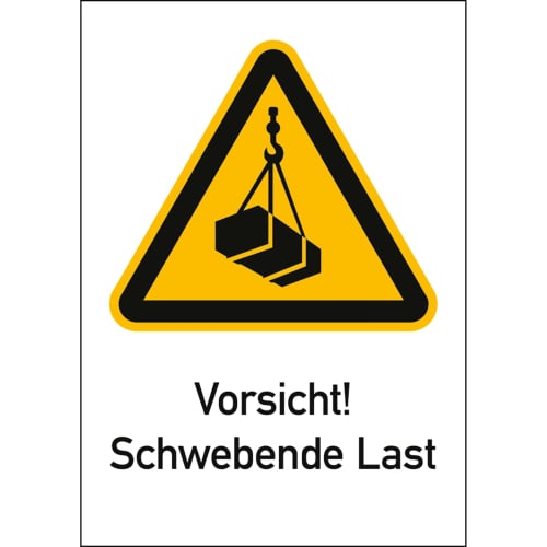 Kombischild Vorsicht! Schwebende Last (ISO 7010)